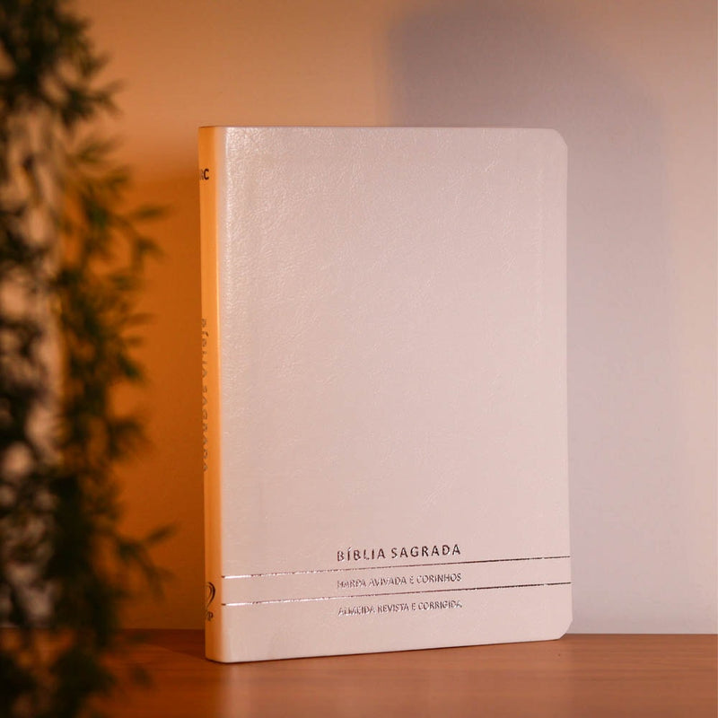 Bíblia Slim | Letra Normal | ARC | C/ Harpa e Corinhos | Capa Premium Luxo Minimalista Branca