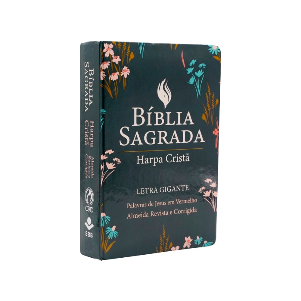 Bíblia Sagrada | ARC | Letra Gigante | Harpa Cristã | Capa Dura Floral Verde