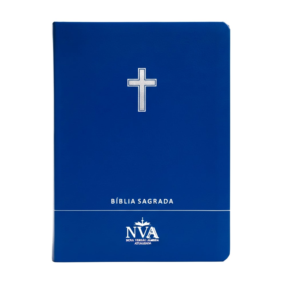 Bíblia Slim | Letra Normal | NVA | Capa Premium Luxo Cruz Azul