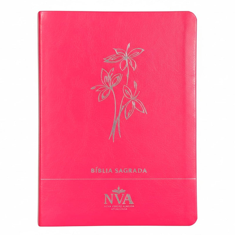 Bíblia Slim | Letra Normal | NVA | Capa Premium Ramo de Flores Pink
