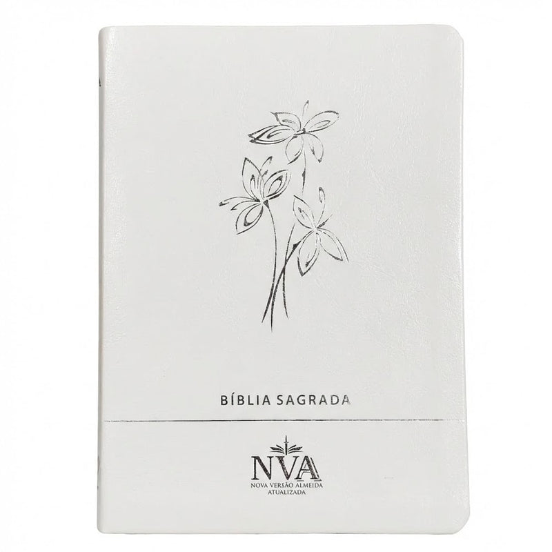 Bíblia Slim | Letra Normal | NVA | Capa Premium Ramo de Flores Branco