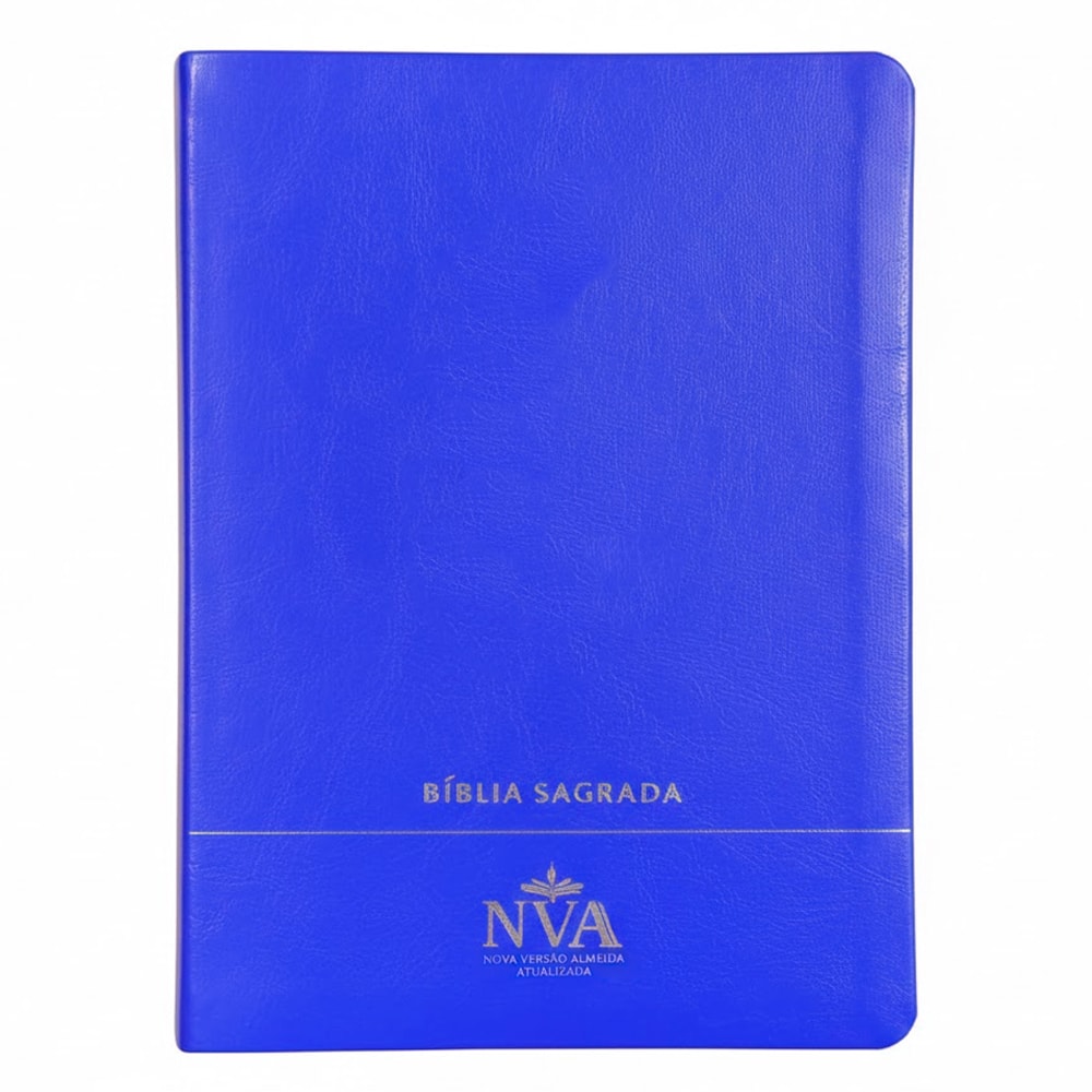Bíblia Sagrada NVA Nova Almeida Atualizada, capa azul luxo minimalista, letra normal. — Plenitude
