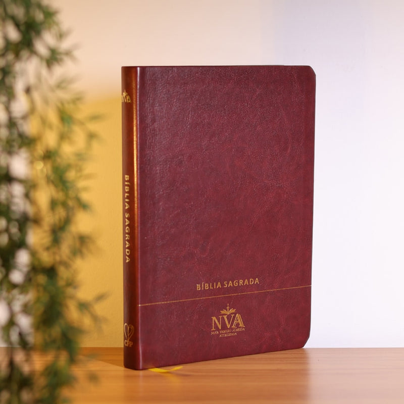 Bíblia Slim | Letra Normal | NVA | Capa Premium Luxo Minimalista Bordô