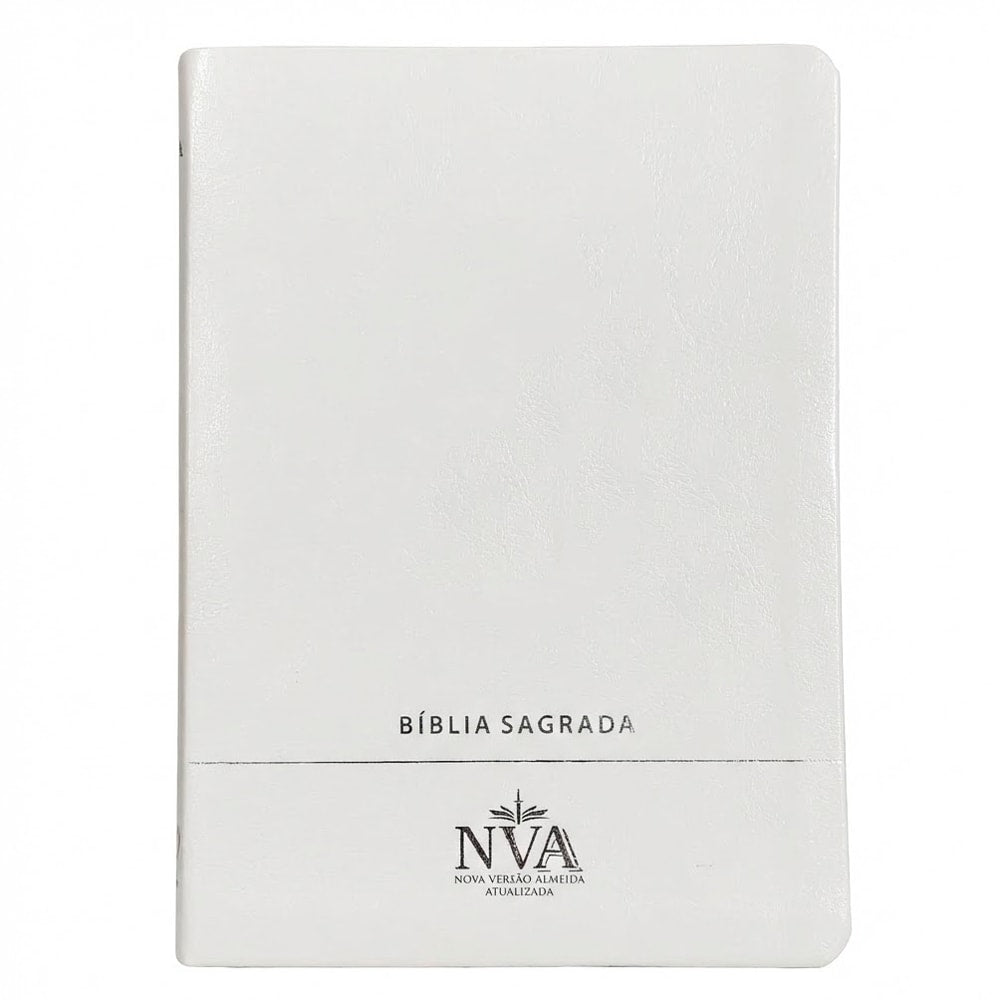 Bíblia Sagrada NVA, capa premium luxo minimalista branca, letra normal. — Plenitude