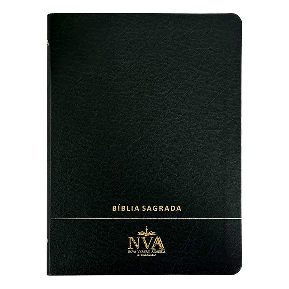 Bíblia Sagrada NVA Nova Almeida Atualizada, capa preta premium luxo minimalista, letra normal. — Plenitude