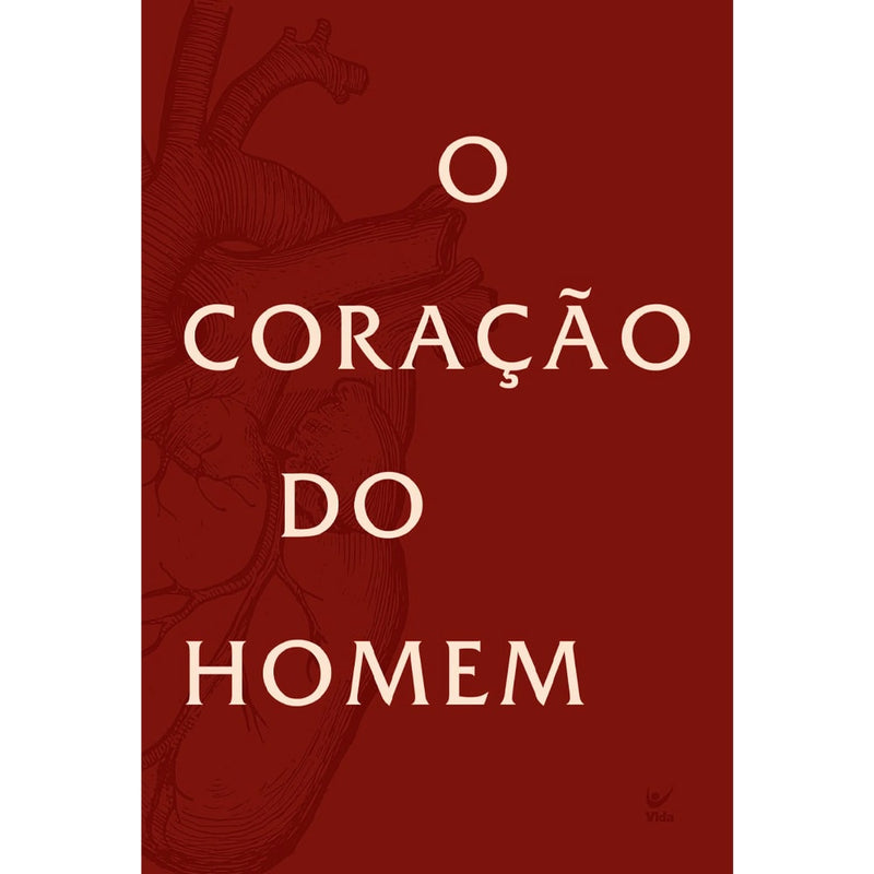 Livro "O Coração do Homem" Pocket, capa vermelha com ilustração de coração anatômico. — Plenitude