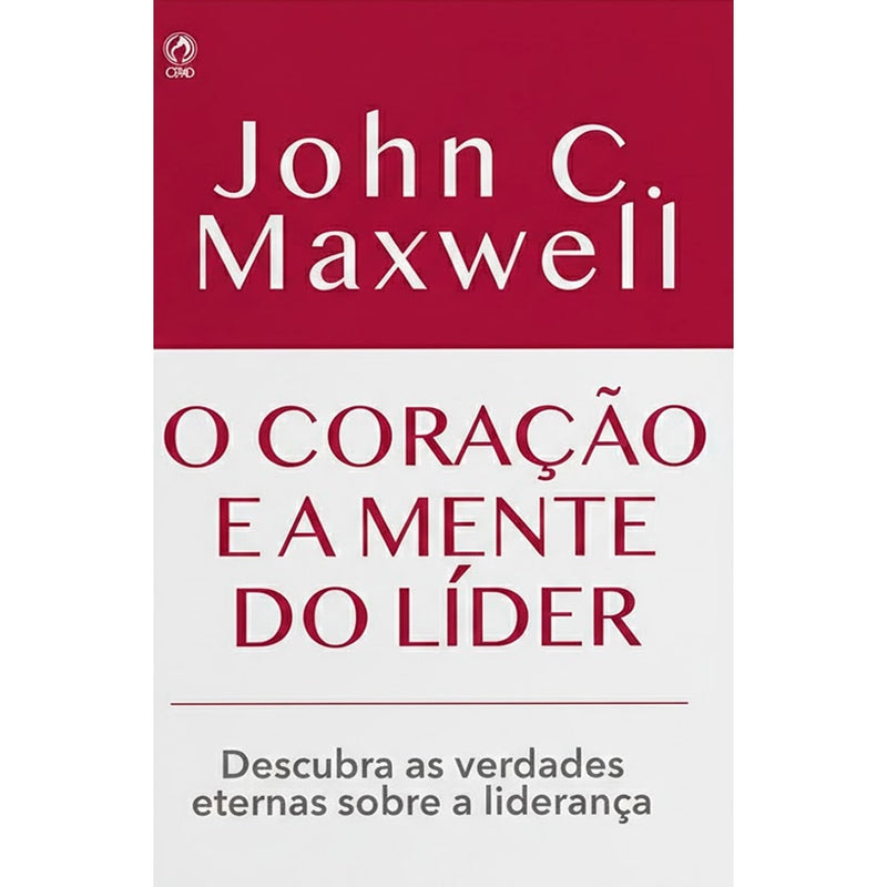 Livro O Coração e a Mente do Líder de John C. Maxwell, capa vermelha e branca com título em destaque. — Plenitude