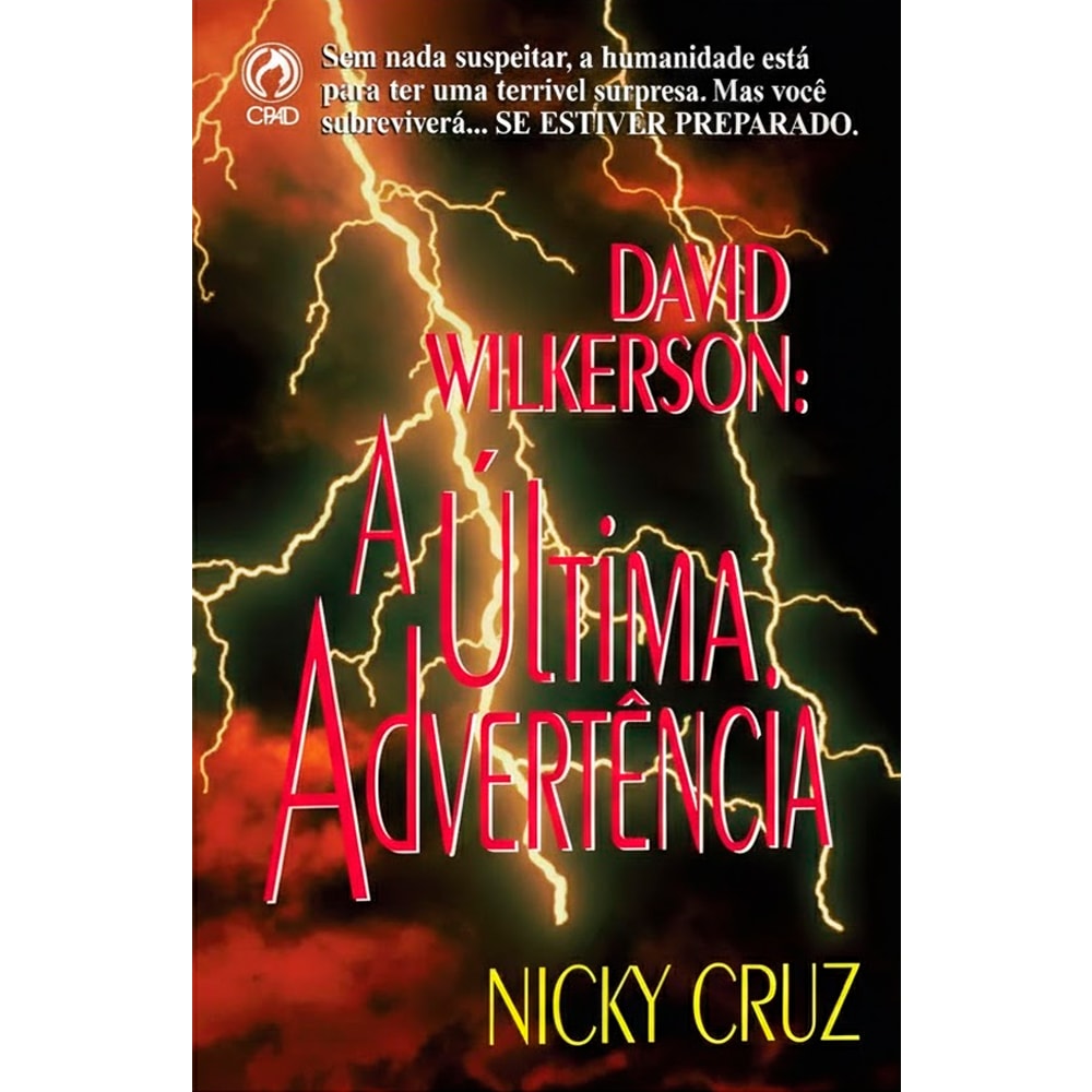 Livro A Última Advertência de David Wilkerson, capa escura com raios e texto em vermelho. — Plenitude