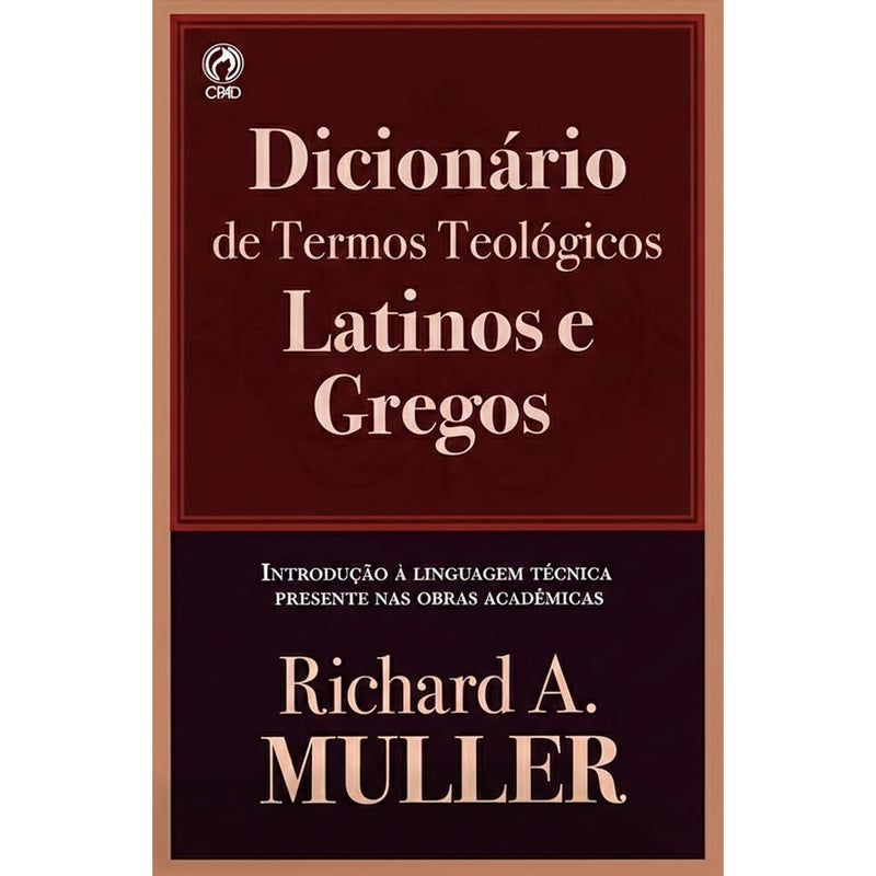 Capa de livro "Dicionário de Termos Teológicos Latinos e Gregos" de Richard A. Muller, marrom e preta. — Plenitude