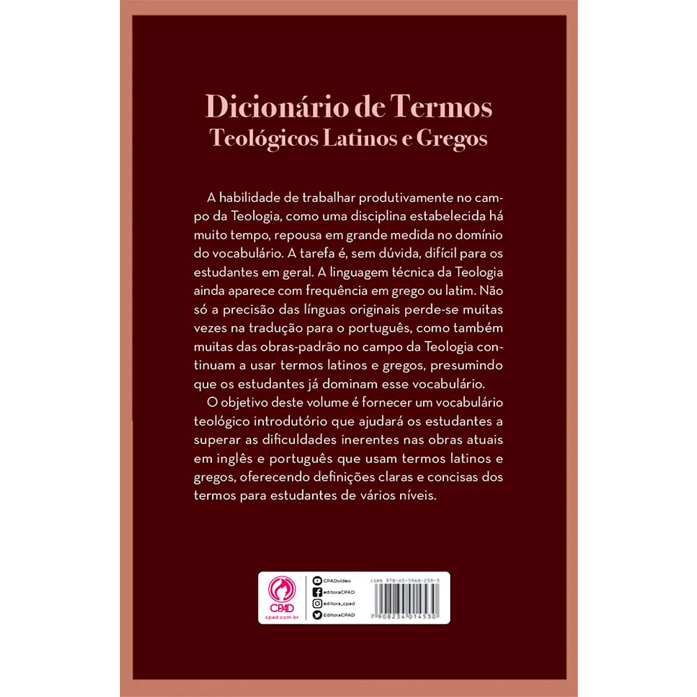 Dicionário de Termos Teológicos Latinos e Gregos | Richard A. Muller