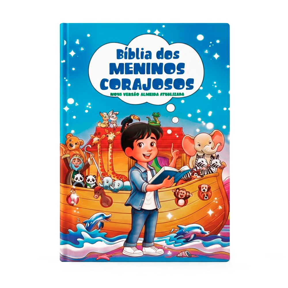 Bíblia dos Meninos Corajosos | NVA | Harpa Avivada e Corinhos | Capa Dura Azul