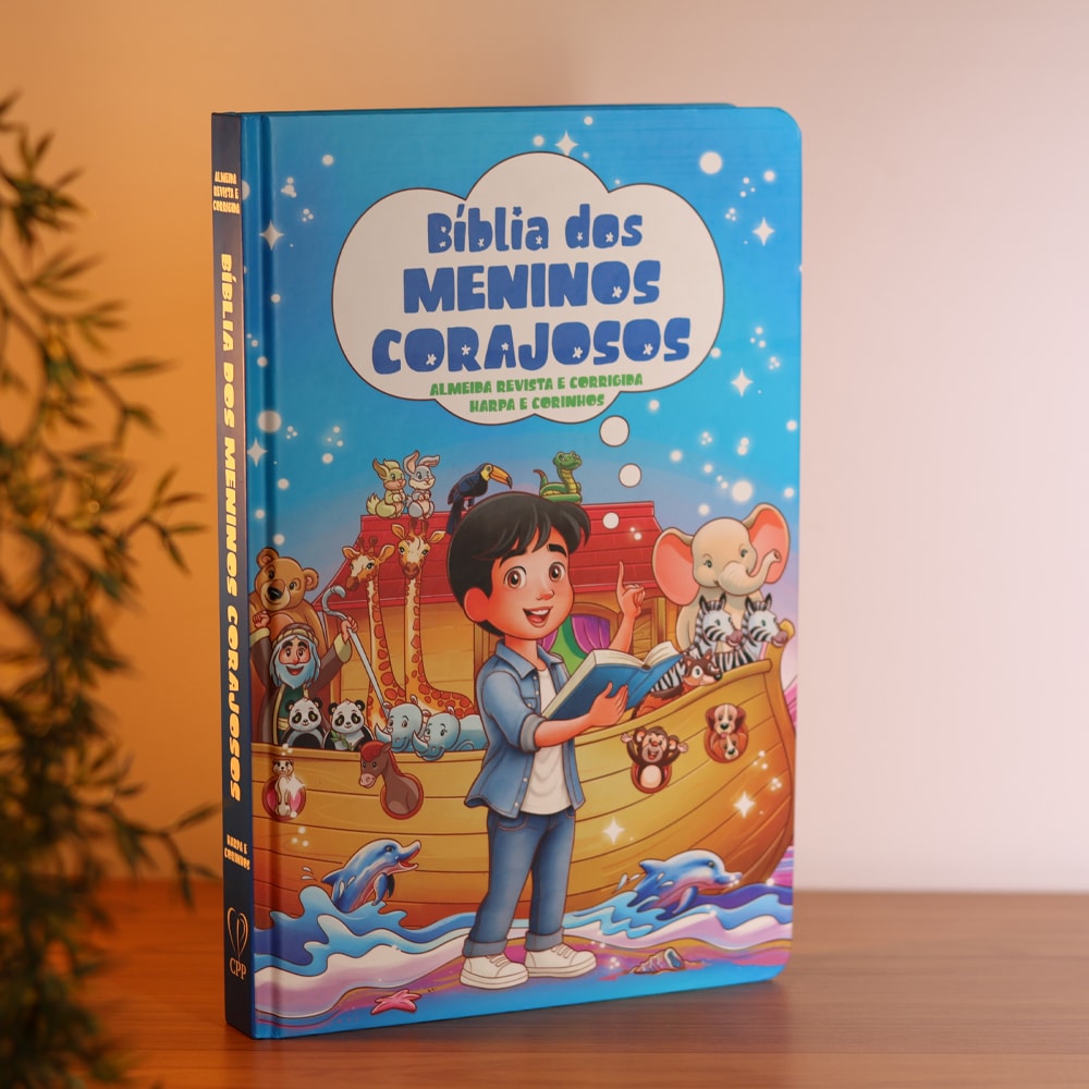Bíblia dos Meninos Corajosos | ARC | Harpa Avivada e Corinhos | Capa Dura Azul