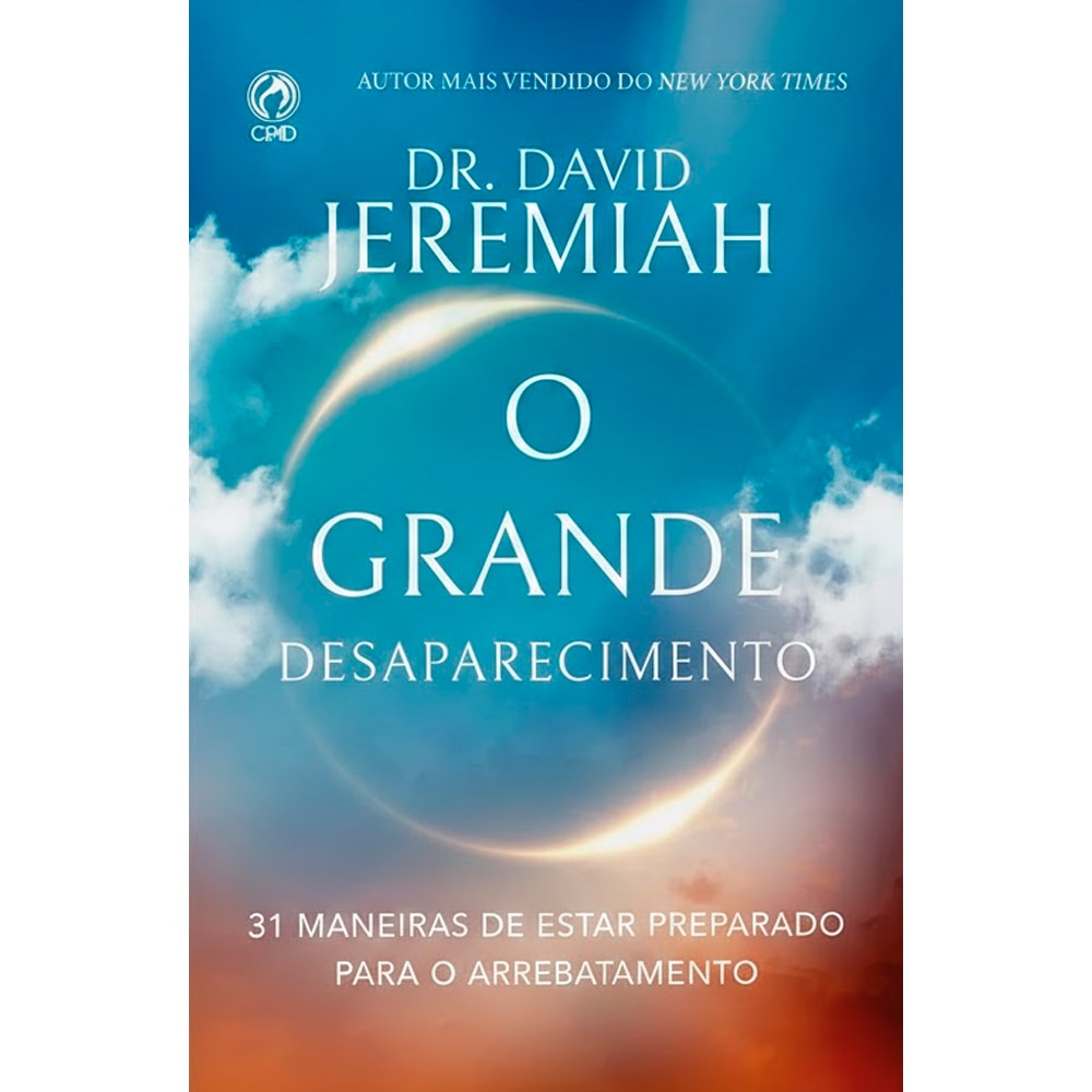 Livro O Grande Desaparecimento, capa azul com nuvens e um círculo de luz no centro. — Plenitude