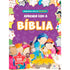 Livro de atividades Aprenda Com a Bíblia Brincando Com as Palavras, capa roxa com cena de Natal e selo de 100 atividades. — Plenitude