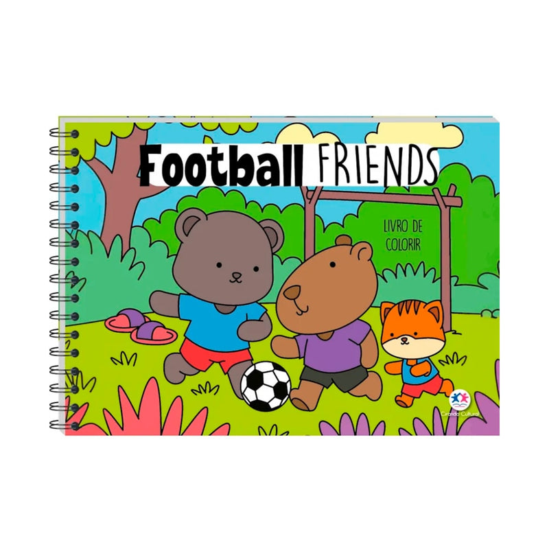 Livro de colorir Football Friends, capa espiral com ursos jogando futebol. — Plenitude