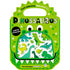 Livro de atividades "Dinossauros", capa verde em formato de dinossauro com adesivos brilhantes. — Plenitude