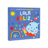Capa do livro infantil "Meu Primeiro Livro de Emoções - Lola Feliz", com um hipopótamo feliz e elementos coloridos. — Plenitude