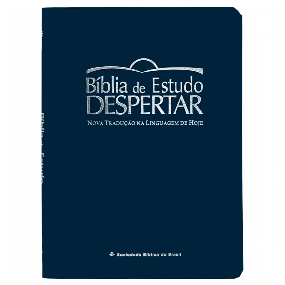 Bíblia de Estudo Despertar NTLH, capa azul-marinho com letras prateadas e detalhes em relevo. — Plenitude