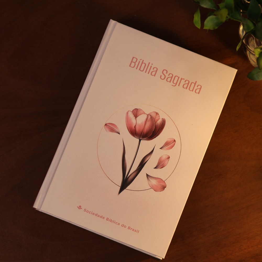 Bíblia Sagrada Tulipa | NAA | Capa Dura Rosa