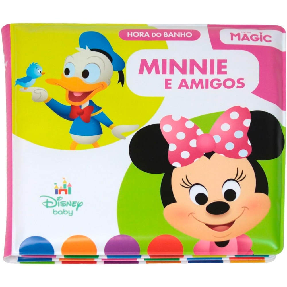 Livro Disney Baby Hora do Banho, Minnie e Amigos, capa colorida com Minnie e Pato Donald. — Plenitude