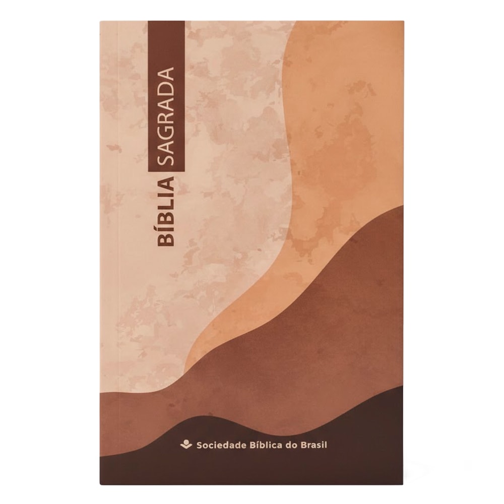 Bíblia Sagrada Montanha NAA, capa brochura marrom com design abstrato em tons terrosos. — Plenitude