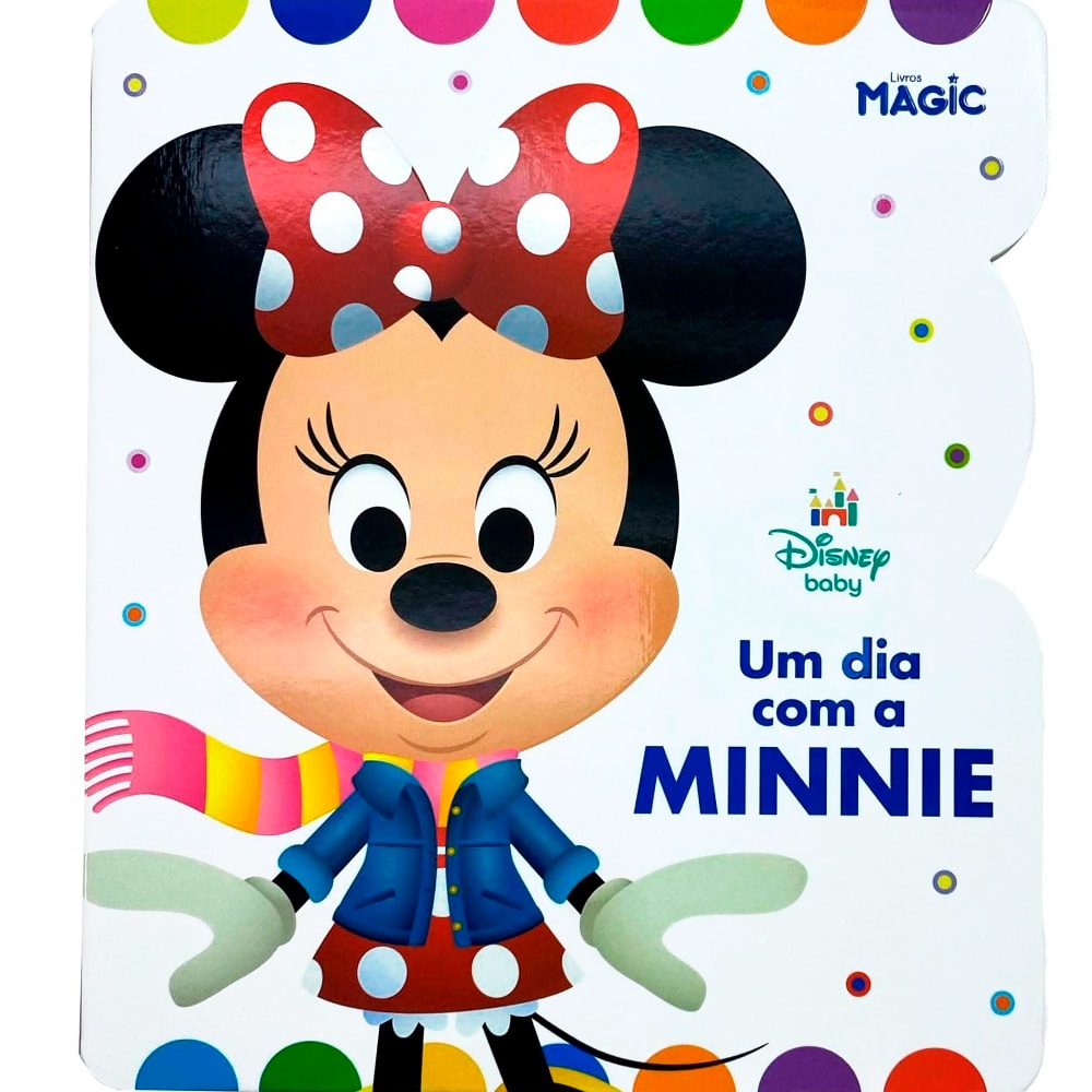 Livro infantil Disney Baby - Um Dia com a Minnie, capa dura colorida com Minnie sorrindo. — Plenitude