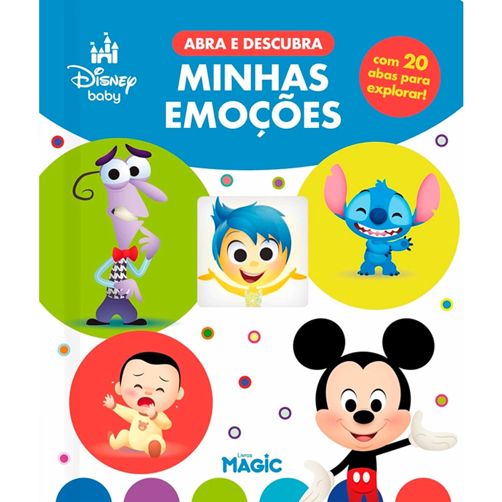 Livro infantil Disney Baby - Minhas Emoções, capa dura colorida com abas e personagens Disney e Divertida Mente. — Plenitude