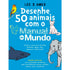 Livro Desenhe 50 Animais com o Manual do Mundo, capa azul com ilustrações de animais e título em branco. — Plenitude