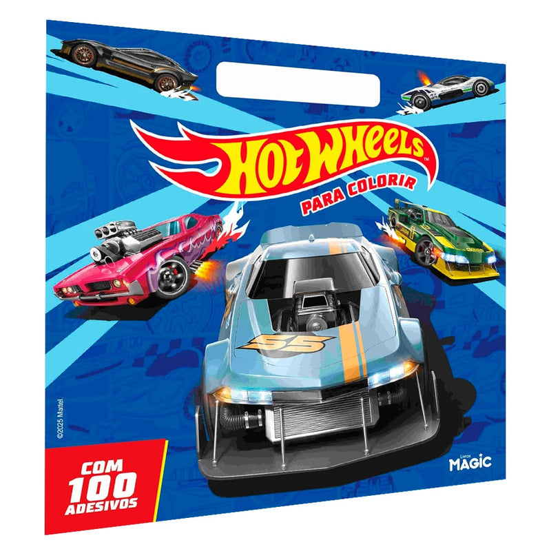 Hot Wheels - Colorir com Alça e 100 Adesivos