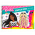Livro de colorir Barbie - Comfy & Cozy, capa rosa e amarela com espiral, ilustrações de Barbies. — Plenitude