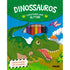 Livro de colorir Dinossauros - Colorindo com Glitter, com dinossauro verde e tubos de glitter. — Plenitude