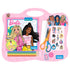 Kit Recorte e Cole Barbie, estojo rosa com livro, tesoura, régua, lápis de cor e adesivos. — Plenitude