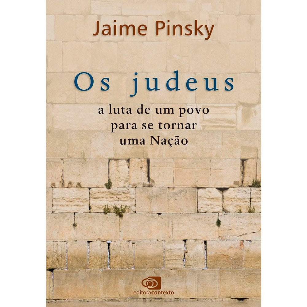 Livro: Os Judeus, capa com muro de pedras e título em azul e marrom. — Plenitude