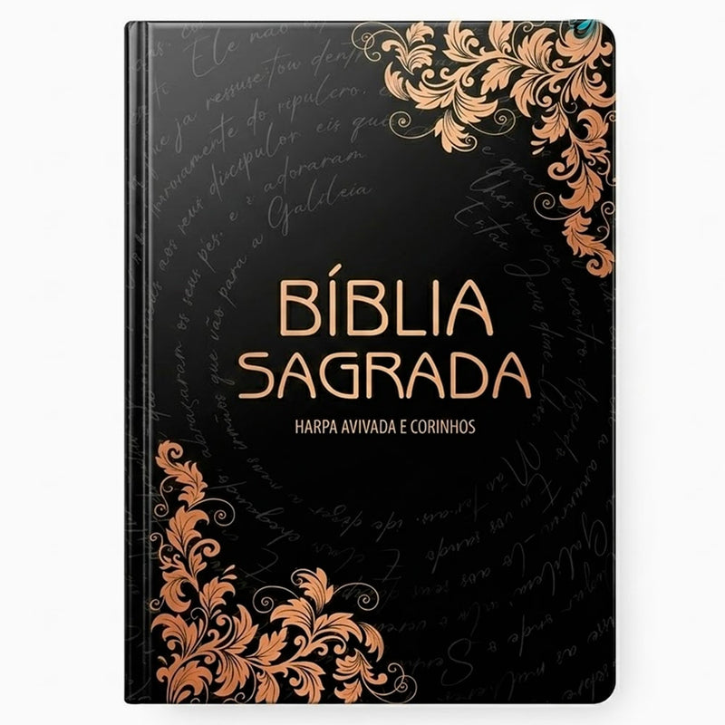 Bíblia Sagrada Arabesco Bronze | ARC | Letra Gigante | Harpa Avivada e Corinhos | Capa Dura