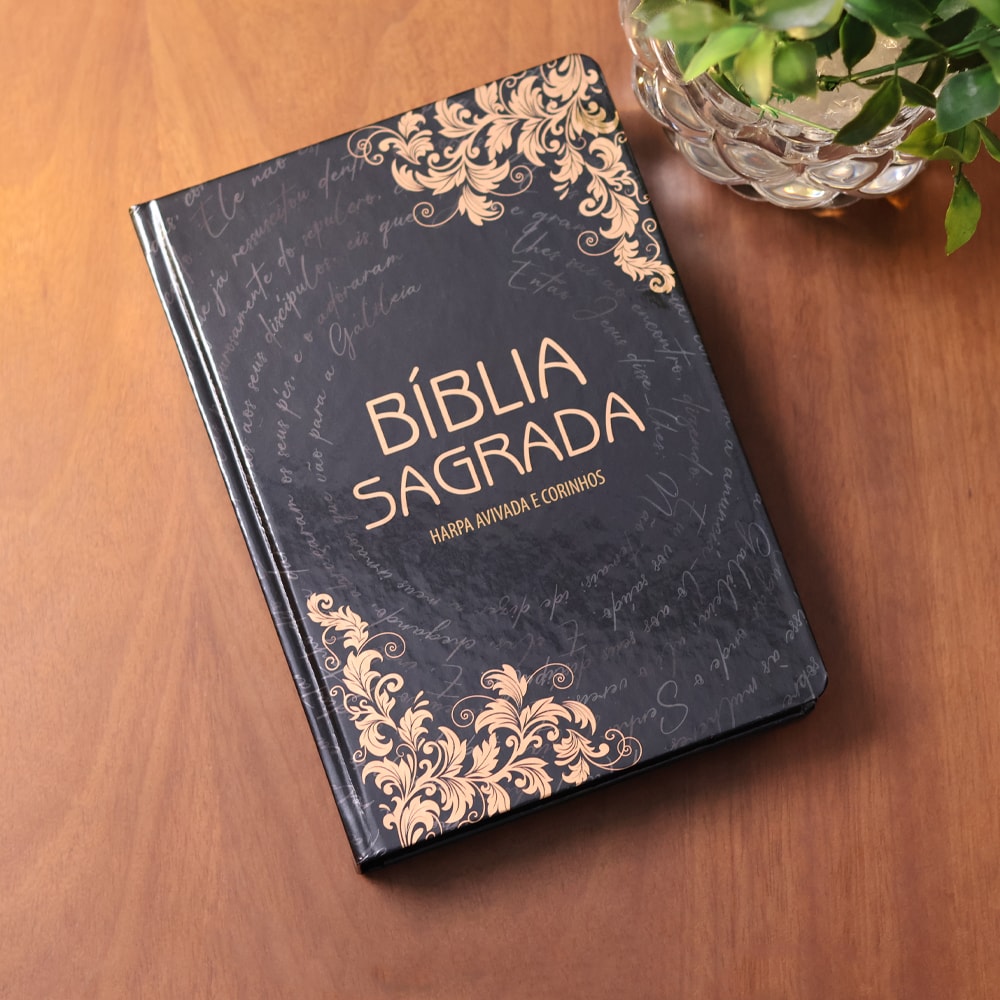 Bíblia Sagrada Arabesco Bronze | ARC | Letra Gigante | Harpa Avivada e Corinhos | Capa Dura