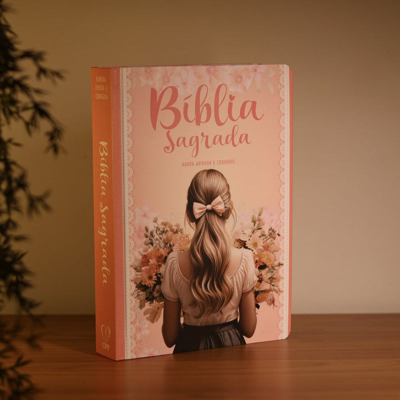 Bíblia Sagrada Menina Com Rendas | ARC | Letra Gigante | Harpa Avivada e Corinhos | Capa Dura