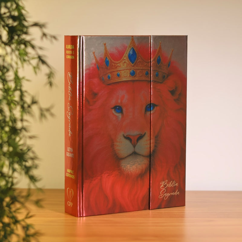 Bíblia Sagrada Rei Leão Rosa | ARC | Letra Gigante | Harpa Avivada e Corinhos | Capa Dura Carteira