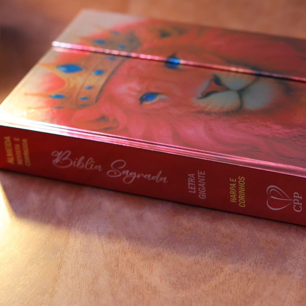 Bíblia Sagrada Rei Leão Rosa | ARC | Letra Gigante | Harpa Avivada e Corinhos | Capa Dura Carteira
