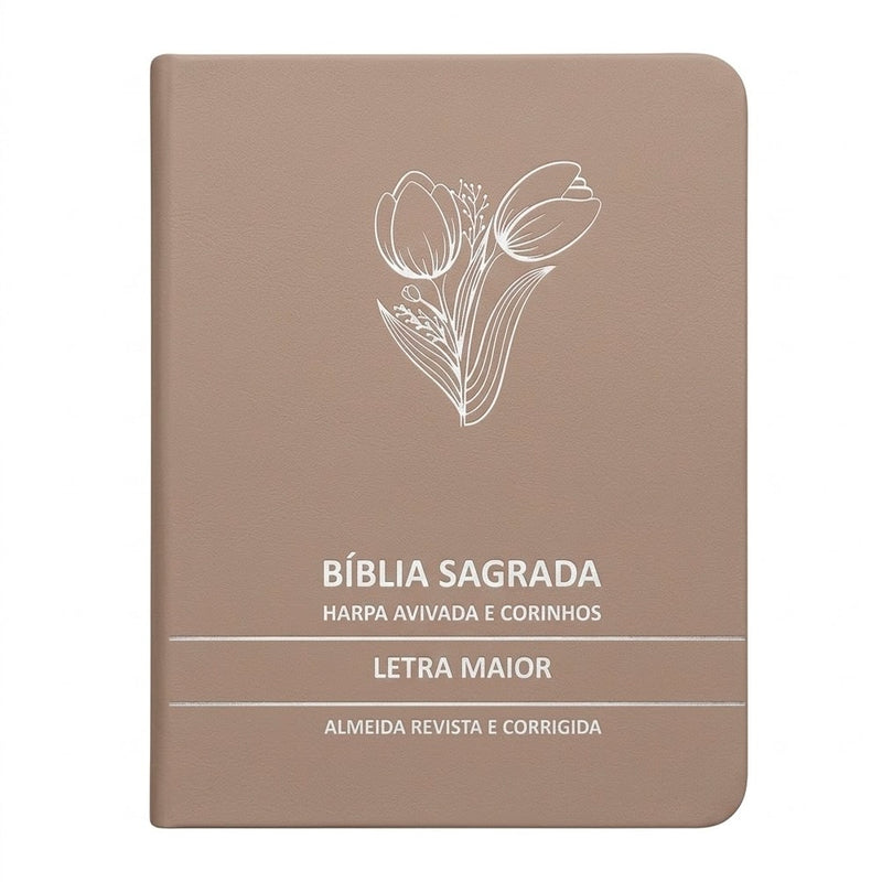 Bíblia Sagrada Tulipa Rosê Média | ARC | Letra Maior | Harpa Avivada e Corinhos | Capa Premium Luxo
