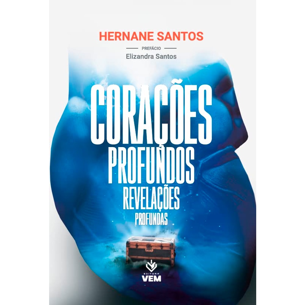 Livro Corações Profundos Revelações Profundas de Hernane Santos, capa azul com imagem de corpo e baú — Plenitude
