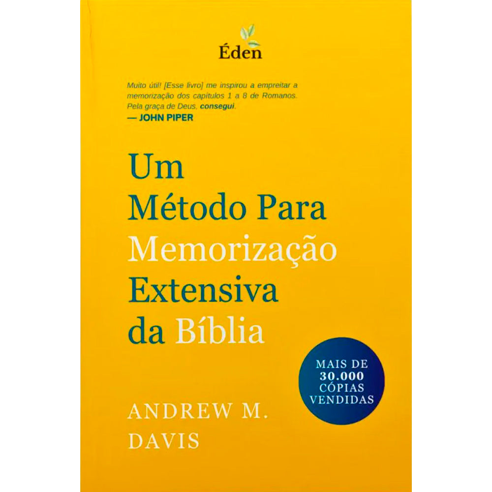 Capa amarela de livro "Um Método Para Memorização Extensiva da Bíblia" de Andrew M. Davis, com selo "Mais de 30.000 cópias — Plenitude