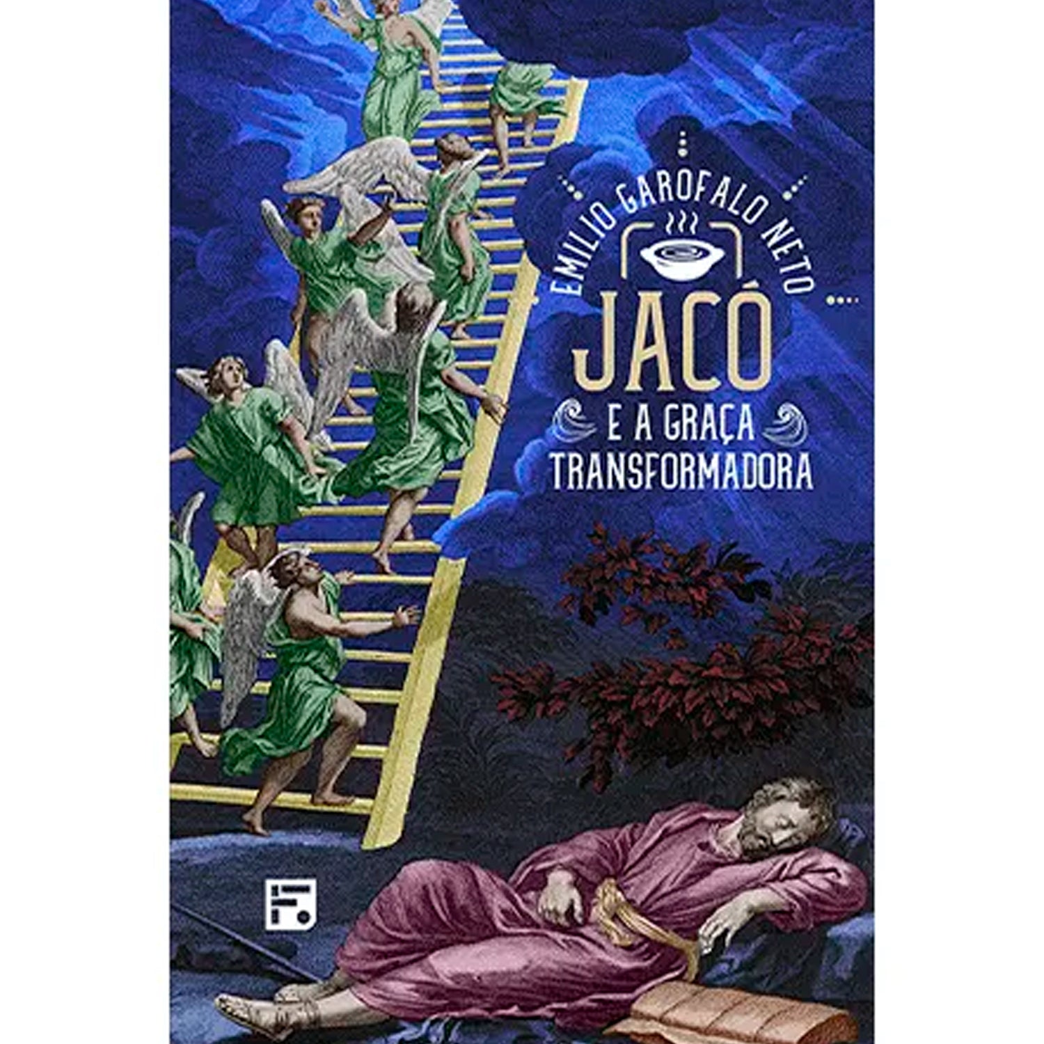 Livro Jacó e a Graça Transformadora de Emilio Garofalo Neto, capa com cena bíblica. — Plenitude