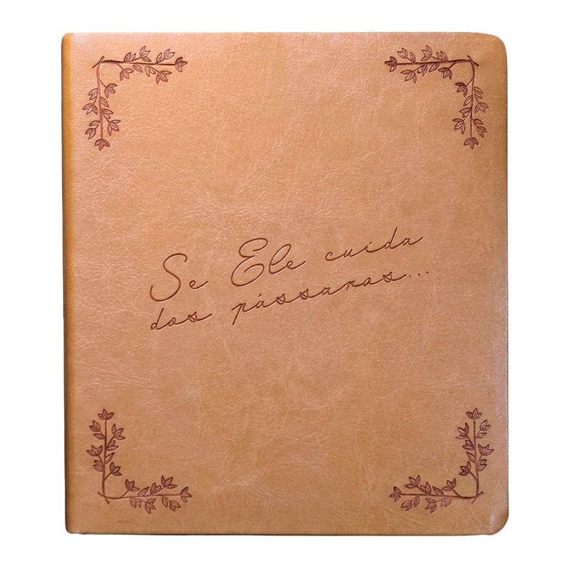 Bíblia Sagrada Leia e Anote Pássaros | NVI | Letra Grande | Capa Luxo Caramelo