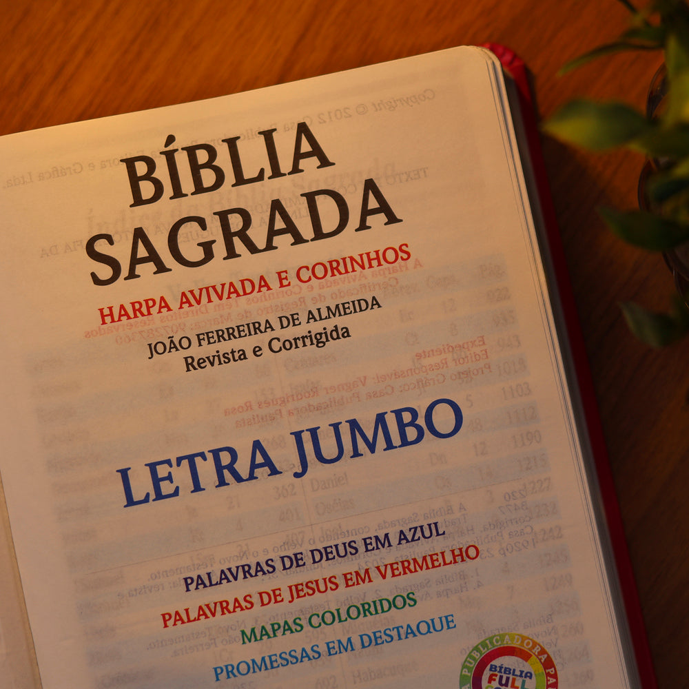 Bíblia Sagrada Letra Jumbo | ARC | Harpa Avivada e Corinhos | Capa PU Luxo Jardim Pink