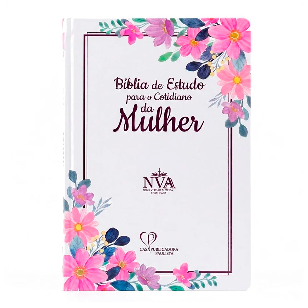 Bíblia de Estudo Para o Cotidiano da Mulher | NVA | Full Collor | Capa Dura Branca