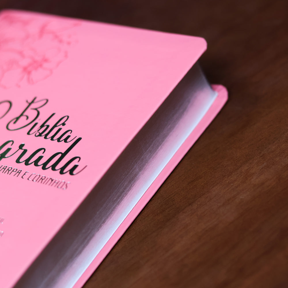 Bíblia Sagrada |  ARC | Letra Hipergigante | Harpa Avivada e Corinhos  |  Flor Dália Rosa
