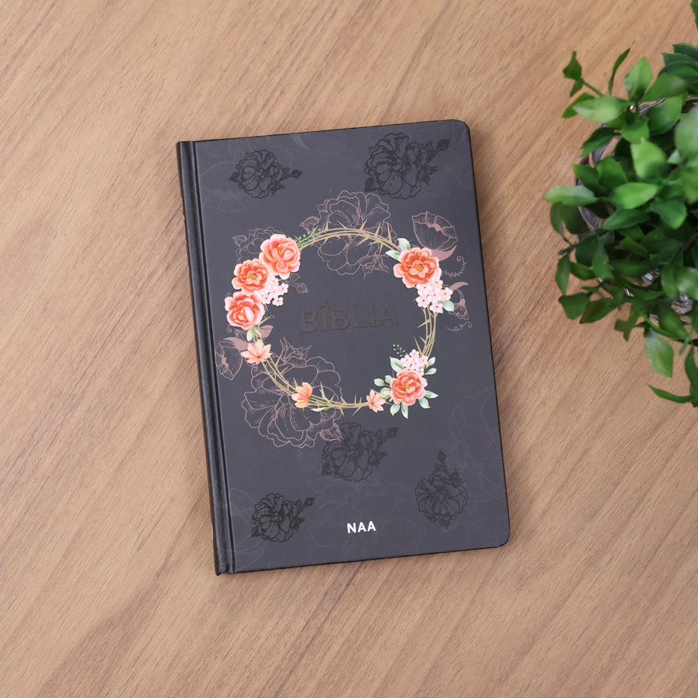 Bíblia Sagrada Flores Preta | NAA | Capa Dura