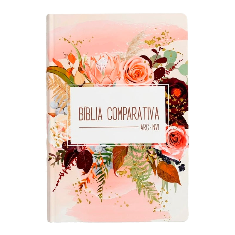Bíblia Sagrada Edição Comparativa | ARC e NVI | Letra Média | Capa Luxo Flor de Henna
