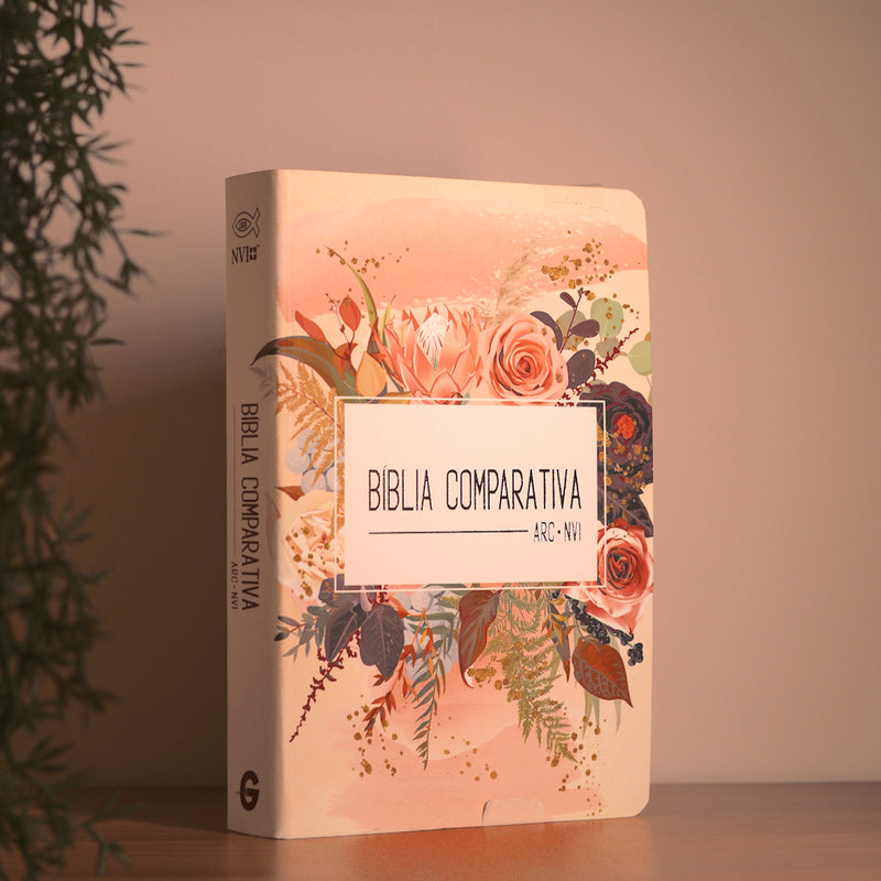 Bíblia Sagrada Edição Comparativa | ARC e NVI | Letra Média | Capa Luxo Flor de Henna