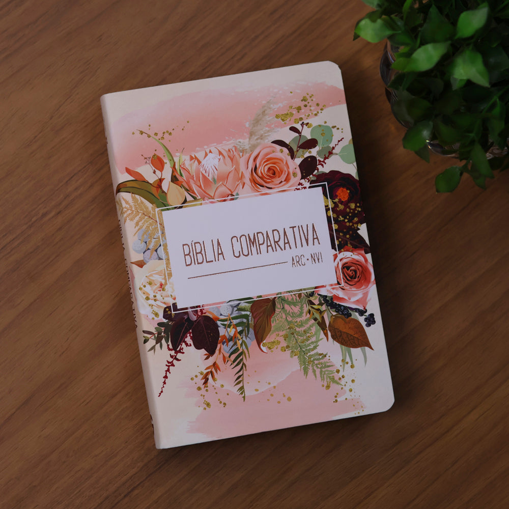 Bíblia Sagrada Edição Comparativa | ARC e NVI | Letra Média | Capa Luxo Flor de Henna
